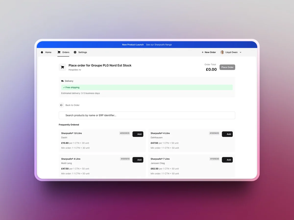 Place Order Interface